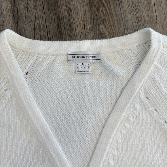 St. John Sport • V-Neck Short Sleeve Knit Cardigan - Picture 6 of 12